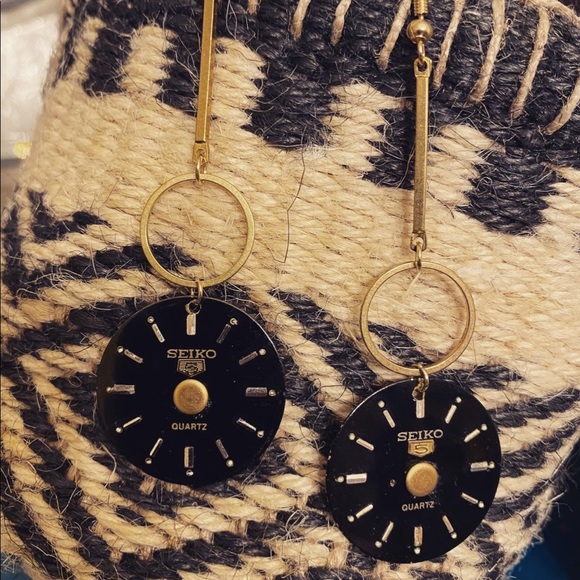 Up-cycled, Vintage Watch Face, Brass Earrings by whisperedHEART - Picture 3 of 3